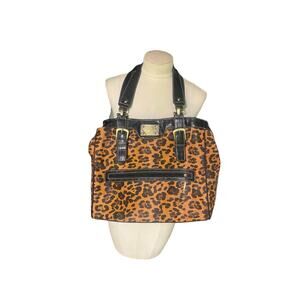 Black and orange cheetah print shoulder bag